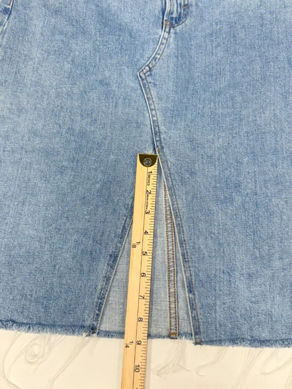 High Waist Topshop‎ Moto Light Wash Cotton Denim Midi Skirt Size 6